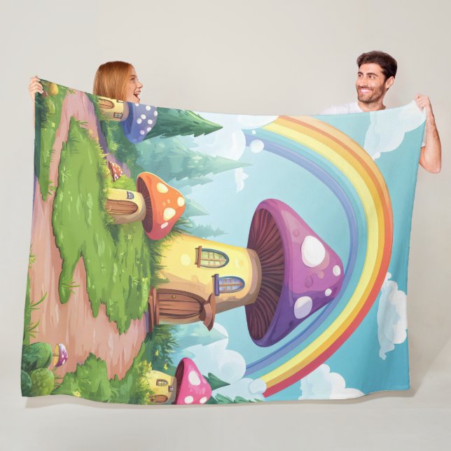 Svamphus och regnbåge 14 fleecefilt (På plats)