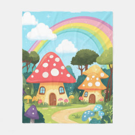 Svamphus och regnbåge 15 fleecefilt