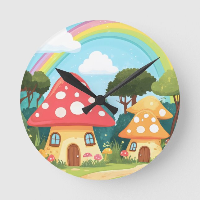Svamphus och regnbåge 15 rund klocka (Framsida)