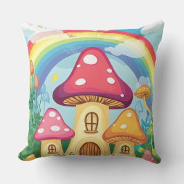 Svamphus och regnbåge 16 kudde