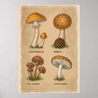 Svampi-cirkulär: En antique Mycological Study Poster