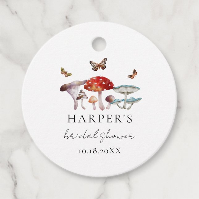 Svampiga Boho Bröllopsdusch Förmånsetiketter Gåvor Etiketter (Framsida)