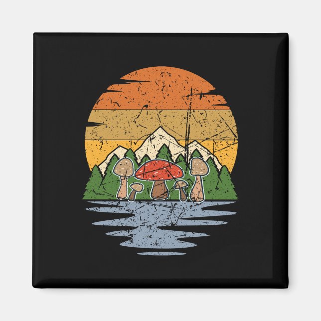 Svampplockning Retro Magnet (Framsidan)