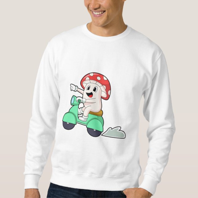Svamprum som Biker med Scooter.PNG Lång Ärmad Tröja (Framsida)