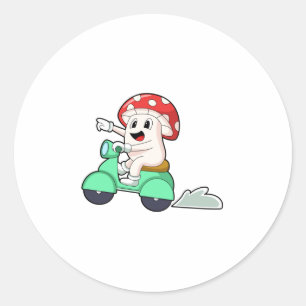 Svamprum som Biker med Scooter.PNG Runt Klistermärke