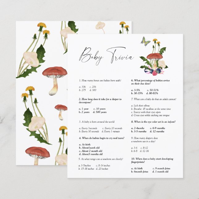 Svampskog - Baby Trivia | Barnstödsspel (Fram/baksida)