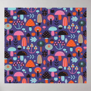 Svampsorter: Vintage Illustration Poster