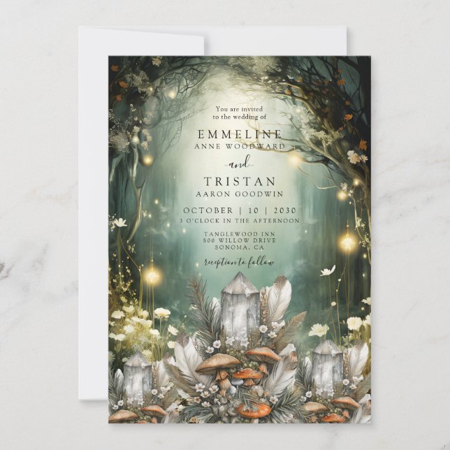 Svampsvampar Mystical Bröllop Inbjudningar (Framsida)
