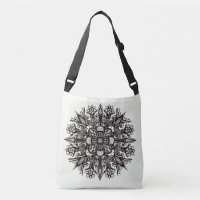 Svamptatuering svart, vit psychedelic mandala
