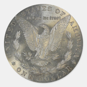 Svan 1889 för Morgan silverdollar Runt Klistermärke