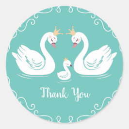 Svan Baby Shower Runt Klistermärke