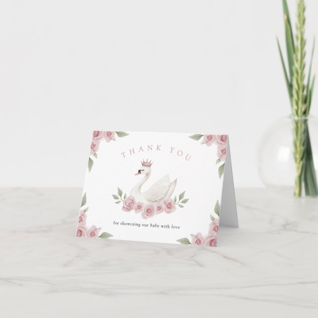 Svan Baby Shower Tack Kort (Framsida)