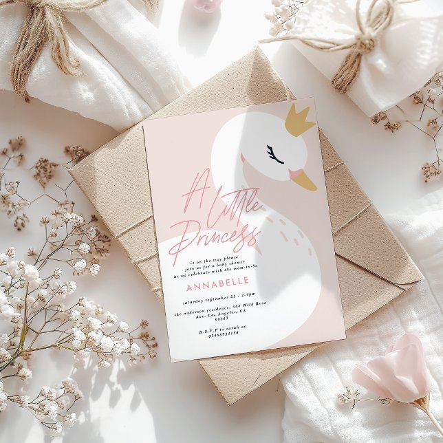 Svan babydusch rosa aqua söt elegant inbjudningar (Skapare uppladdad)