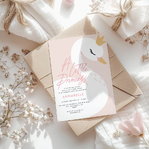 Svan babydusch rosa aqua söt elegant inbjudningar