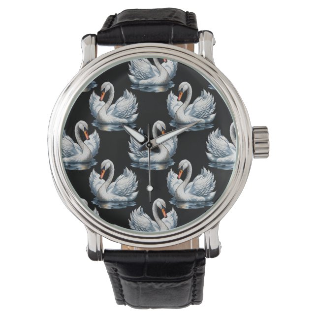 Svan Birds Mönster design Armbandsur (Framsida)