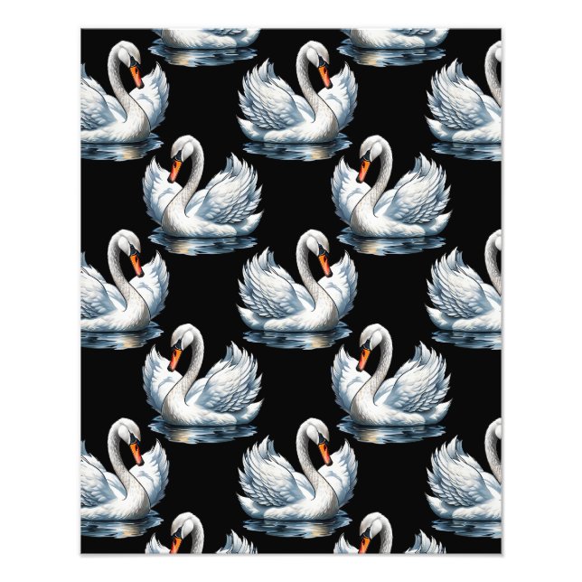 Svan Birds Mönster design Fototryck (Framsidan)