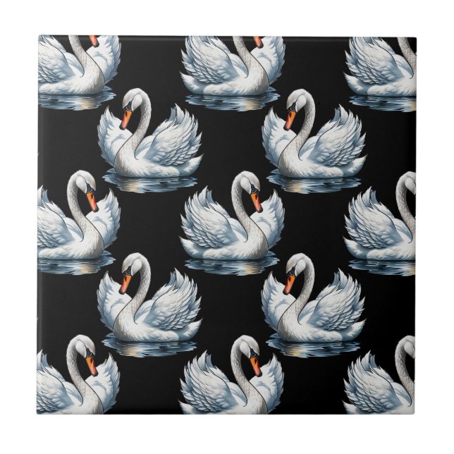 Svan Birds Mönster design Kakelplatta (Framsidan)