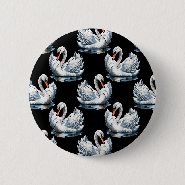 Svan Birds Mönster design Knapp (Framsida)