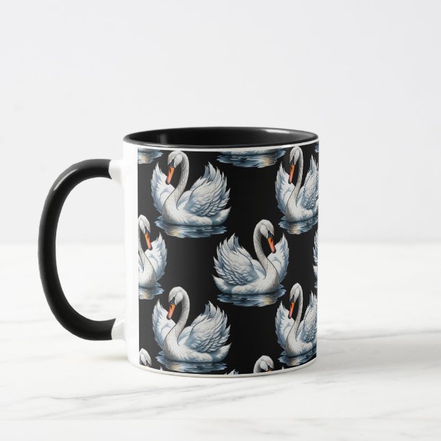Svan Birds Mönster design Mugg (Vänster)