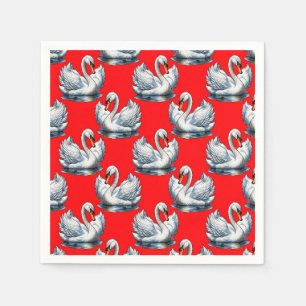 Svan Birds Mönster design på Red Pappersservett
