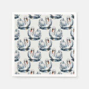 Svan Birds Mönster design på vit mark Pappersservett