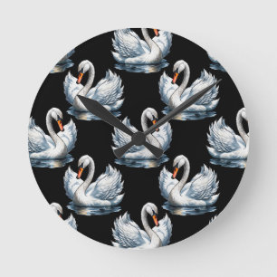 Svan Birds Mönster design Rund Klocka