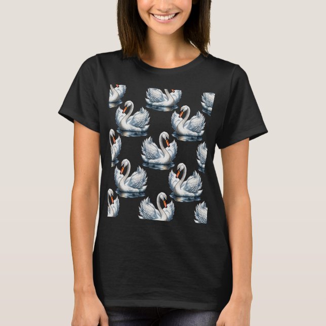 Svan Birds Mönster design T Shirt (Framsida)