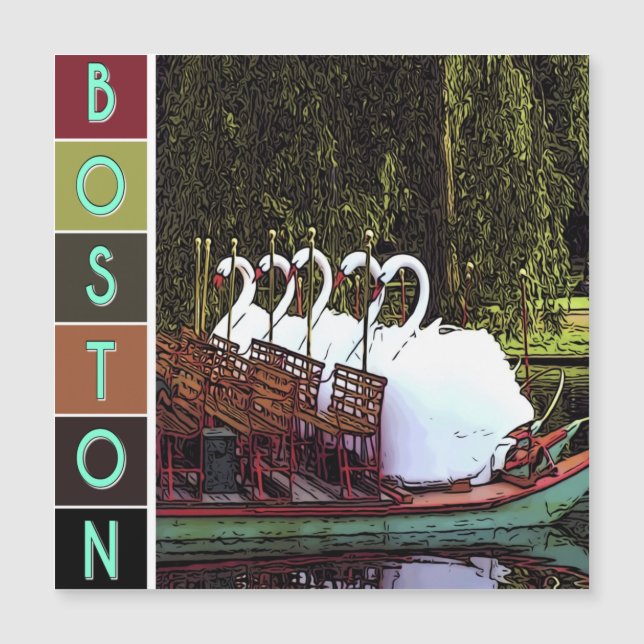 Svan Boats under sommaren - Boston-magnetiskt kort (Framsida)