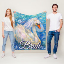 Svan Bride w/Veil på Vatten Blue White Personlig