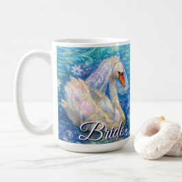 Svan Bride w/Veil på Vatten Blue White Personlig Kaffemugg