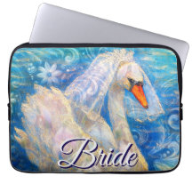 Svan Bride w/Veil på Vatten Blue White Personlig