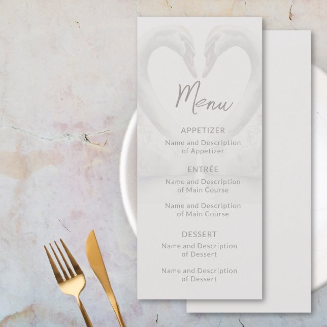 Svan Bröllop Flat Menu Meny (Swan Wedding Flat Menu)
