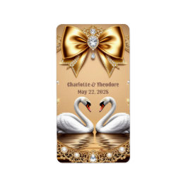 💎 Svan Bröllop Guld Romantisk Tema 🦢 Adressetikett