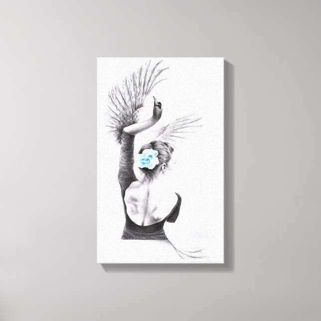 Svan danskvinnans balett Surreal teckning art Canvastryck (Framsida)