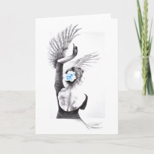 Svan danskvinnans balett Surreal teckning art Kort