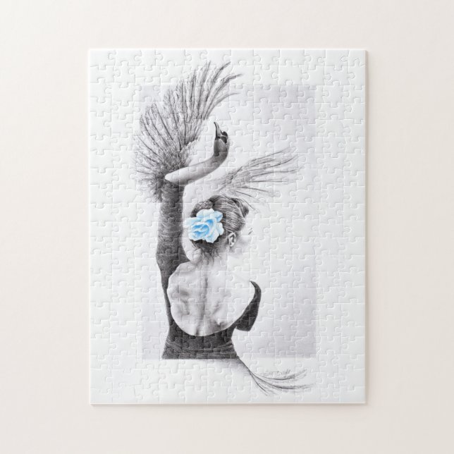 Svan danskvinnans balett Surreal teckning art Pussel (Vertikal)