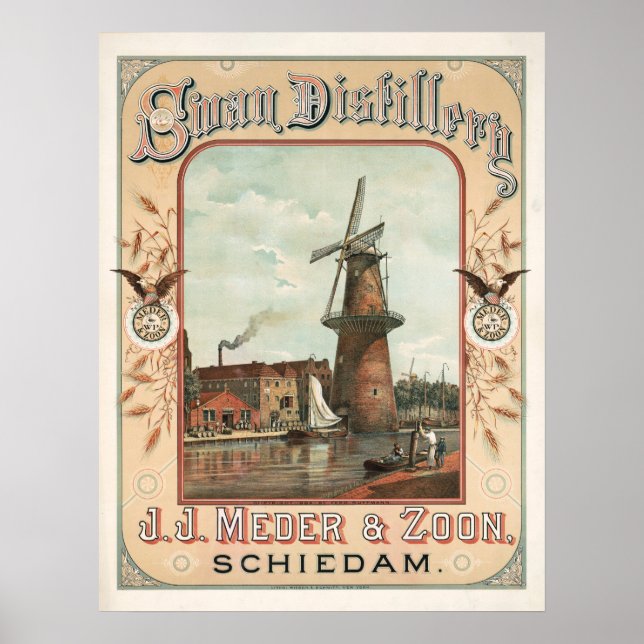Svan Distillery, J.J. Meder & Zoon, Schiedam Poster (Framsidan)