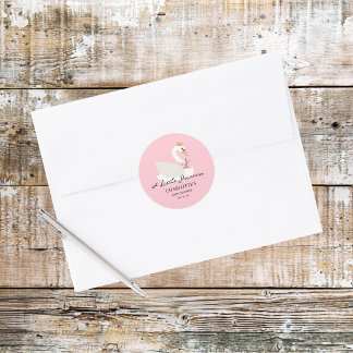 Svan En Liten Prinsessa Rosa Bebis Shower Runt Klistermärke