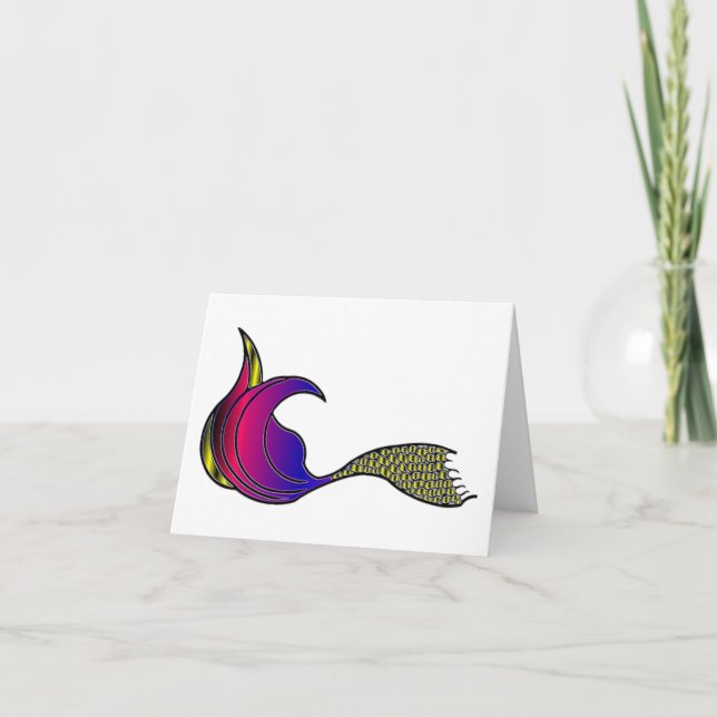 Svan för flerfärgad Sjöjungfru på tomt antecknings Tack Kort (Framsida)