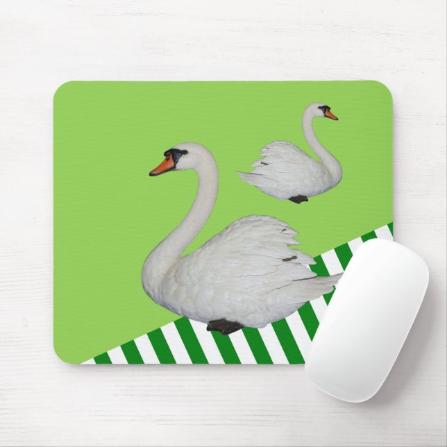 Svan Grönt Rand Mouse Pad! Muspets Musmatta (Med mus)