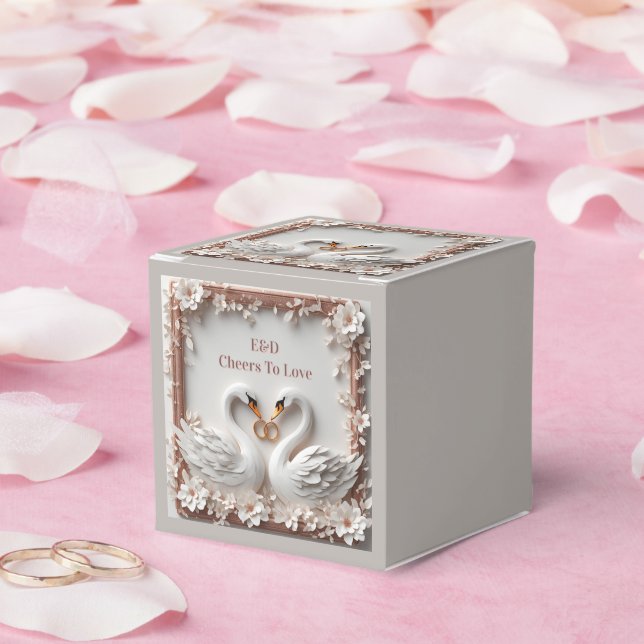 🕊️ Svan Hjärtformad Blommig Ram Bröllopssamling � Presentaskar (Bröllop)