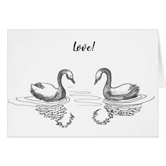 Svan i bläck. hälsningskort (Framsidan Horizontal)