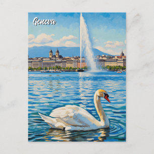 Svan i Genève, Schweiz Vykort