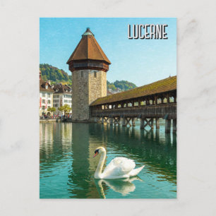 Svan i Lucerne Schweiz Travel Vykort