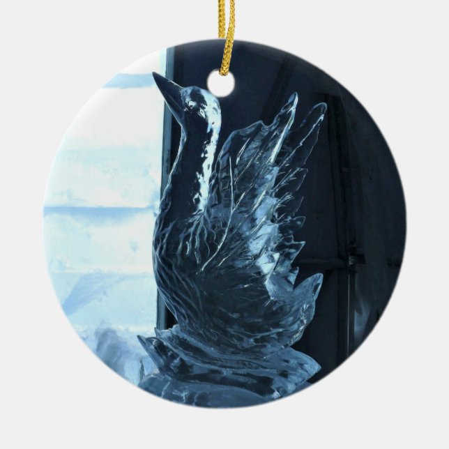 Svan Ice Sculpture, Quebec, Kanada Julgransprydnad Keramik (Framsidan)
