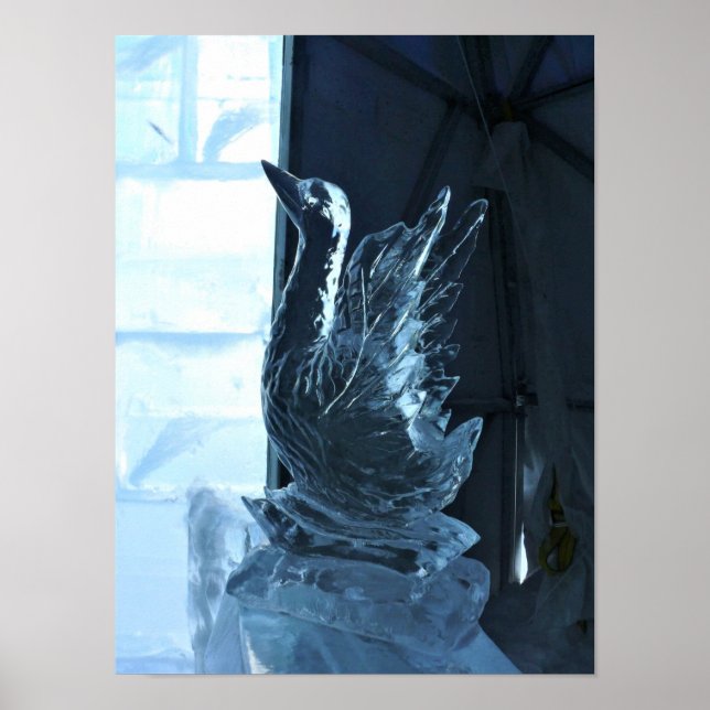 Svan Ice Sculpture, Quebec, Kanada Poster (Framsidan)