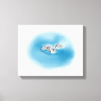 Svan landning i Vatten Canvas Art