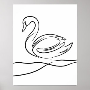 Svan Line Art Poster   Irish River Wildlife