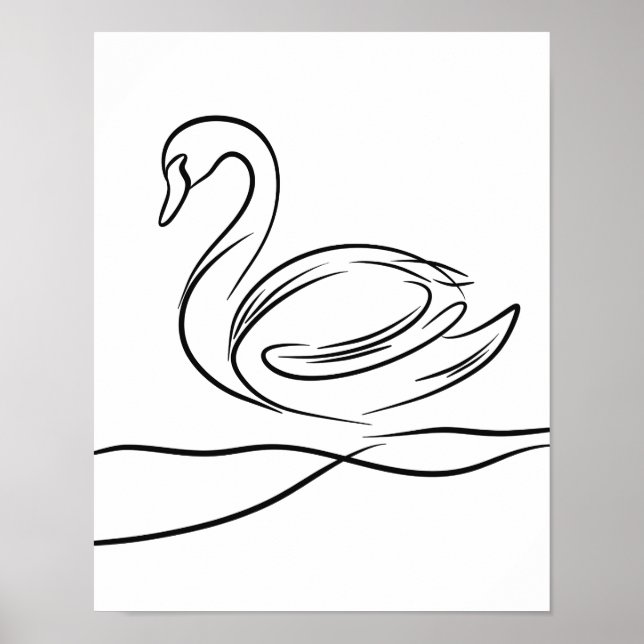 Svan Line Art Poster | Irish River Wildlife (Framsidan)