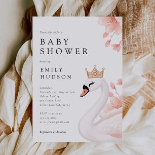 Svan Little Princess Baby Shower Inbjudningar